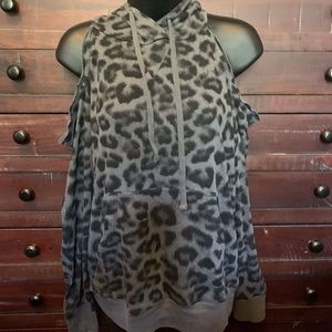 Splendid Cold Shoulder Hooded Sweatshirt Size L